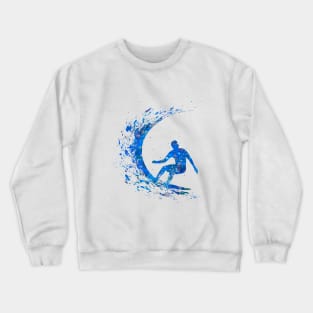 Surfing man blue art Crewneck Sweatshirt